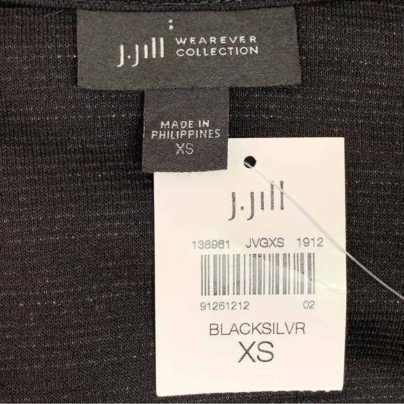 NWT J. Jill Women's Black Silver Striped Cardigan Sweater Open Front Size XS - Picture 10 of 12